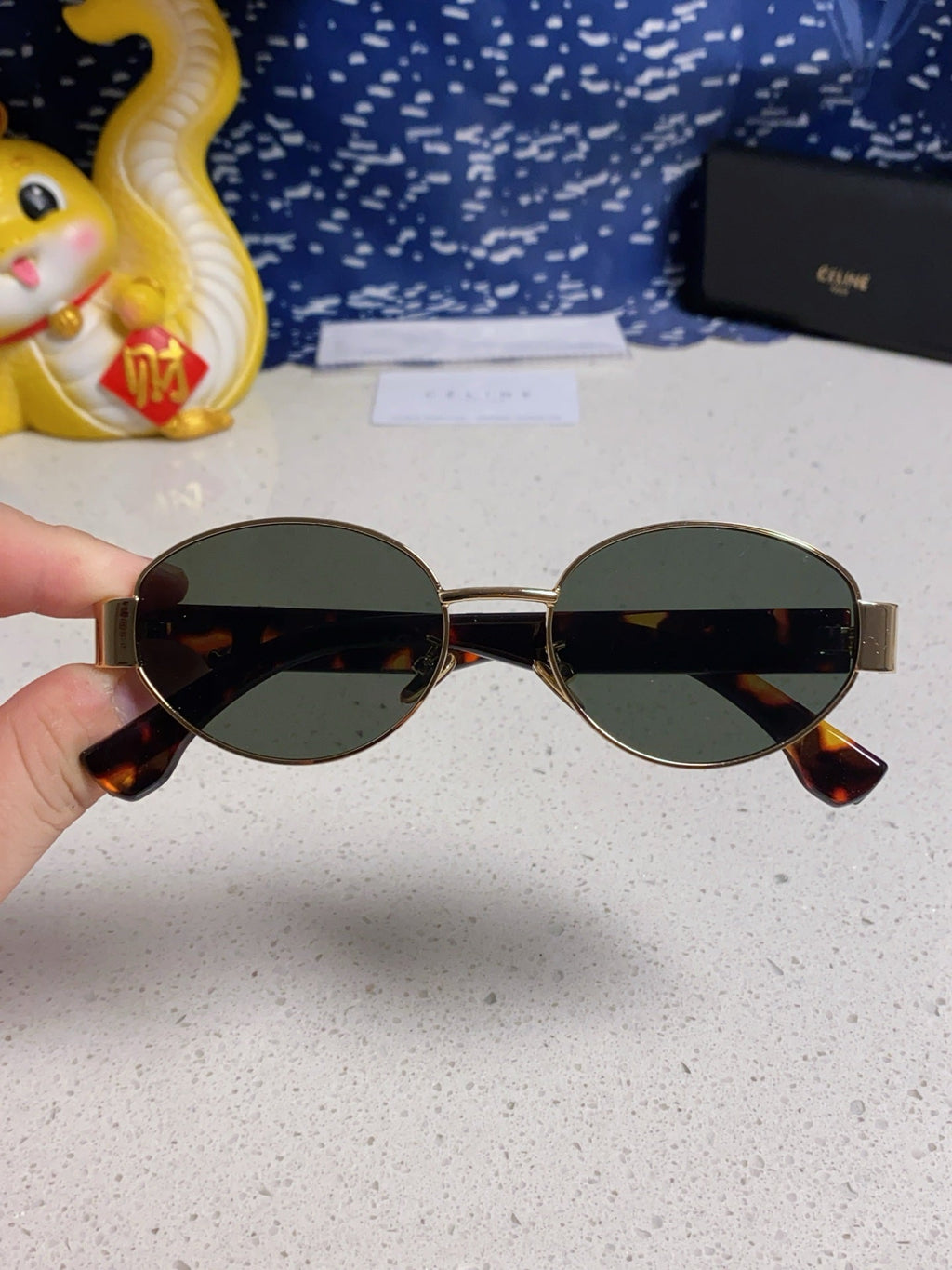 TRIOMPHE SUNGLASS 538531 IN HAVANA ACETATE BLACK LENSES