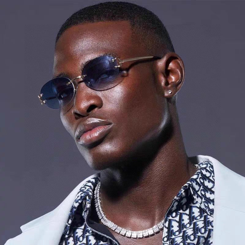 C DE RECTANGULAR RIMLESS FRAME SUNGLASSES  575769 IN METAL