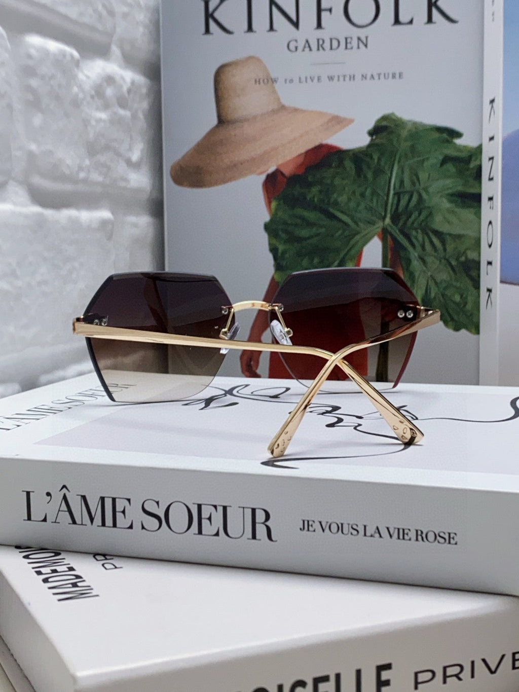 PANTHÈRE RIMLESS GEOMETRIC FRAME SUNGLASSES  539743 IN METAL