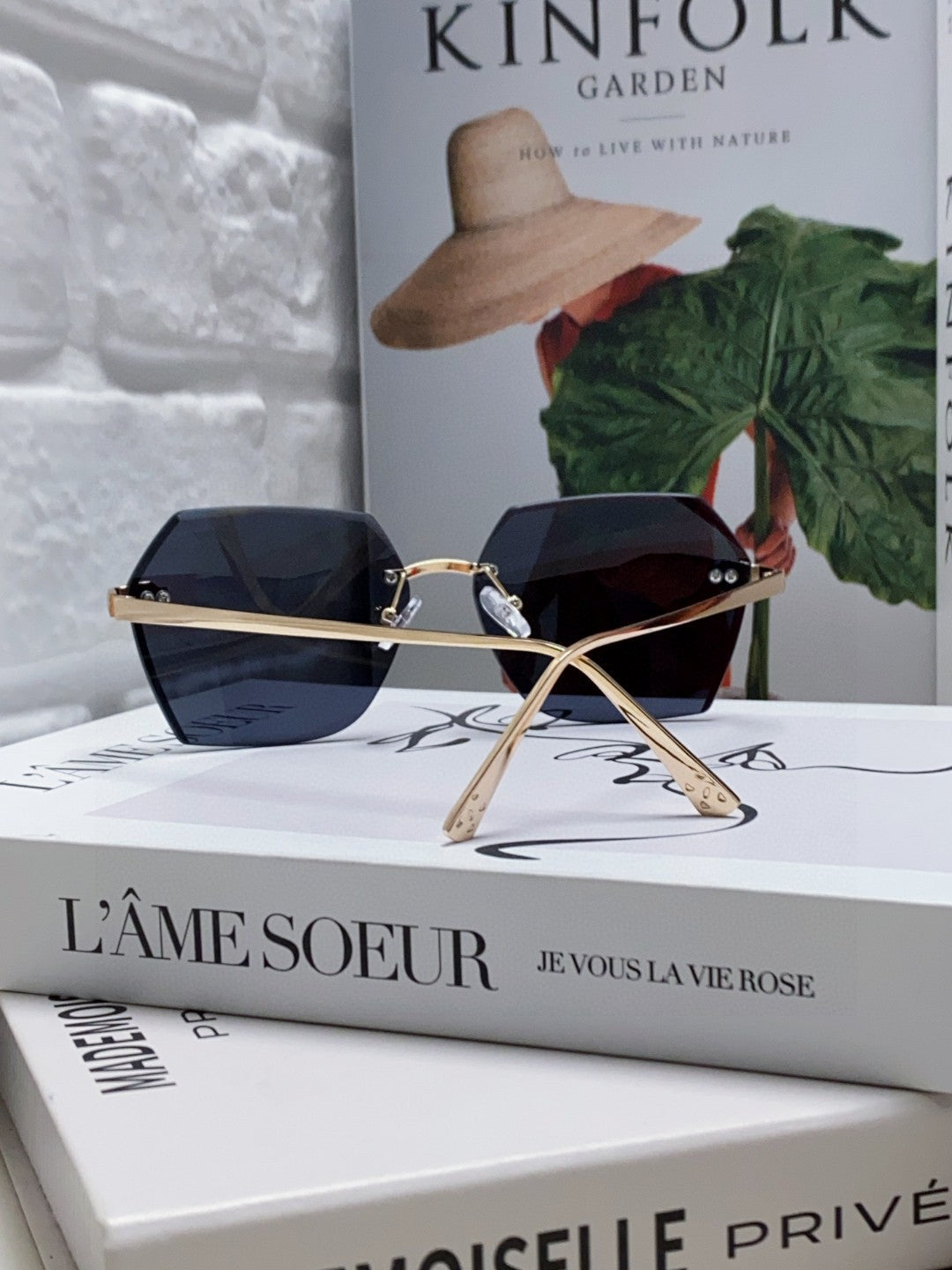 PANTHÈRE RIMLESS GEOMETRIC FRAME SUNGLASSES  539743 IN METAL