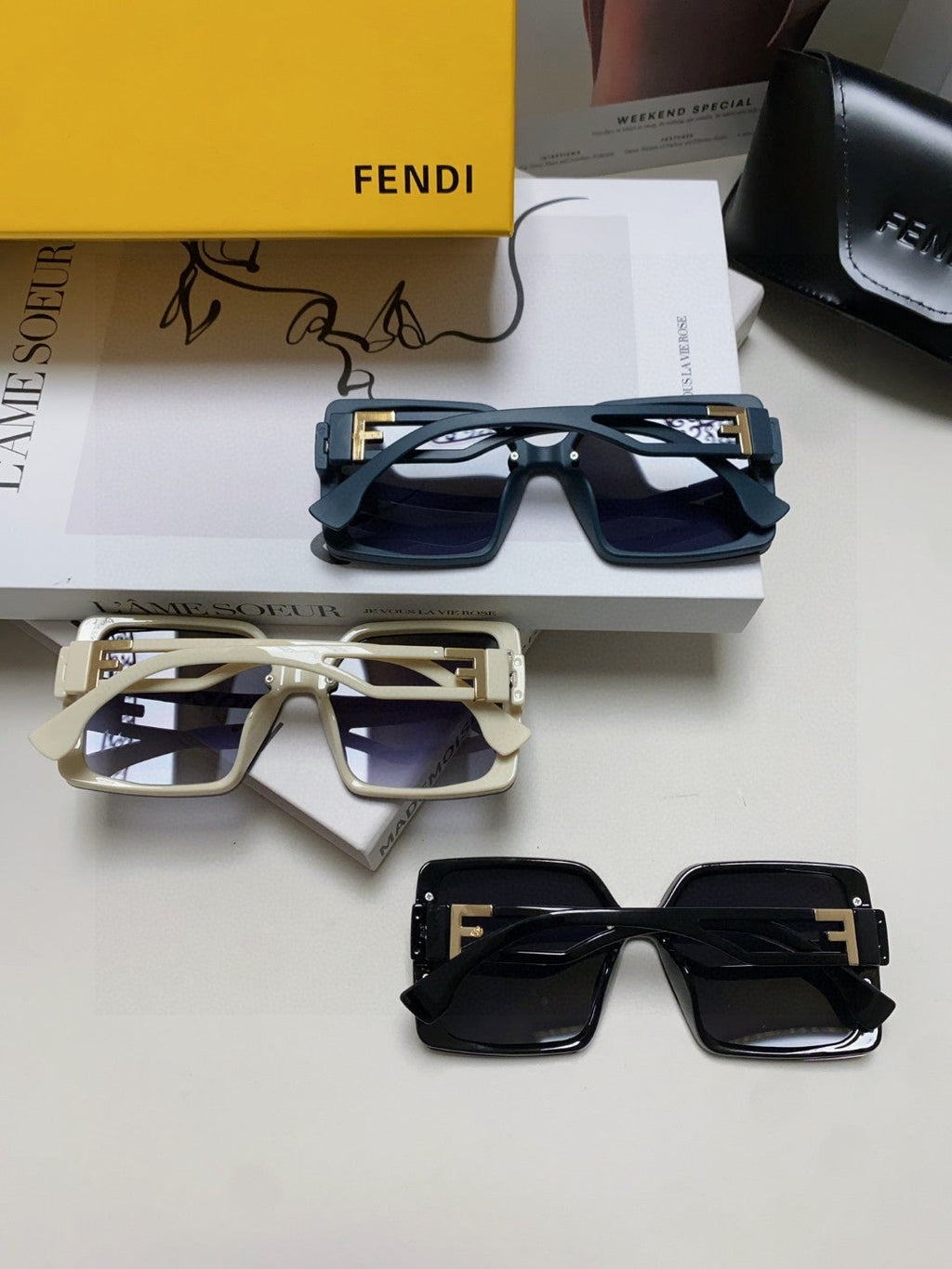 FF DIAMONDS SQUARE FRAME SUNGLASSES 575802 IN ACETATE