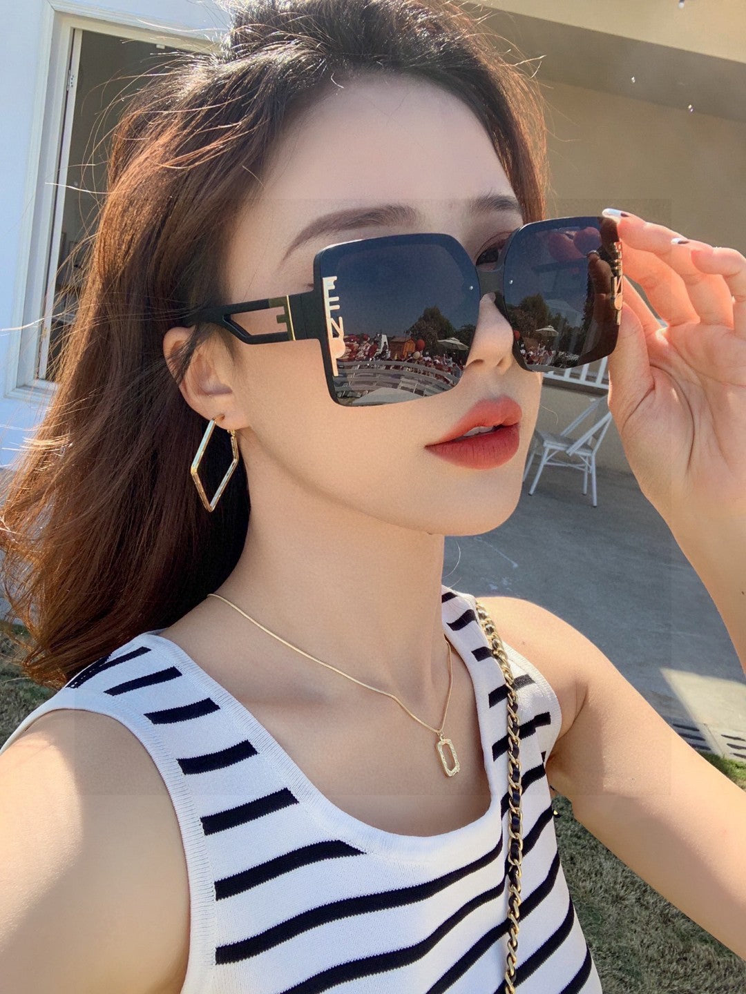 FF DIAMONDS SQUARE FRAME SUNGLASSES 575802 IN ACETATE