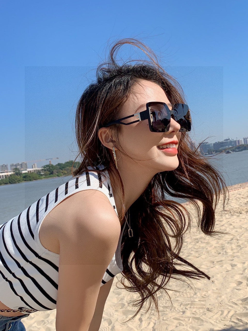 FF DIAMONDS SQUARE FRAME SUNGLASSES 575802 IN ACETATE