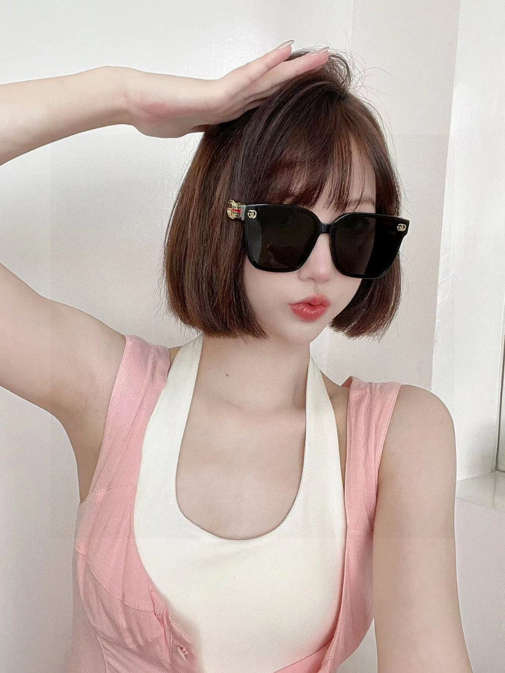 EMBOSSED LOGO BUTTERFLY FRAME SUNGLASSES 576876 IN ACETATE