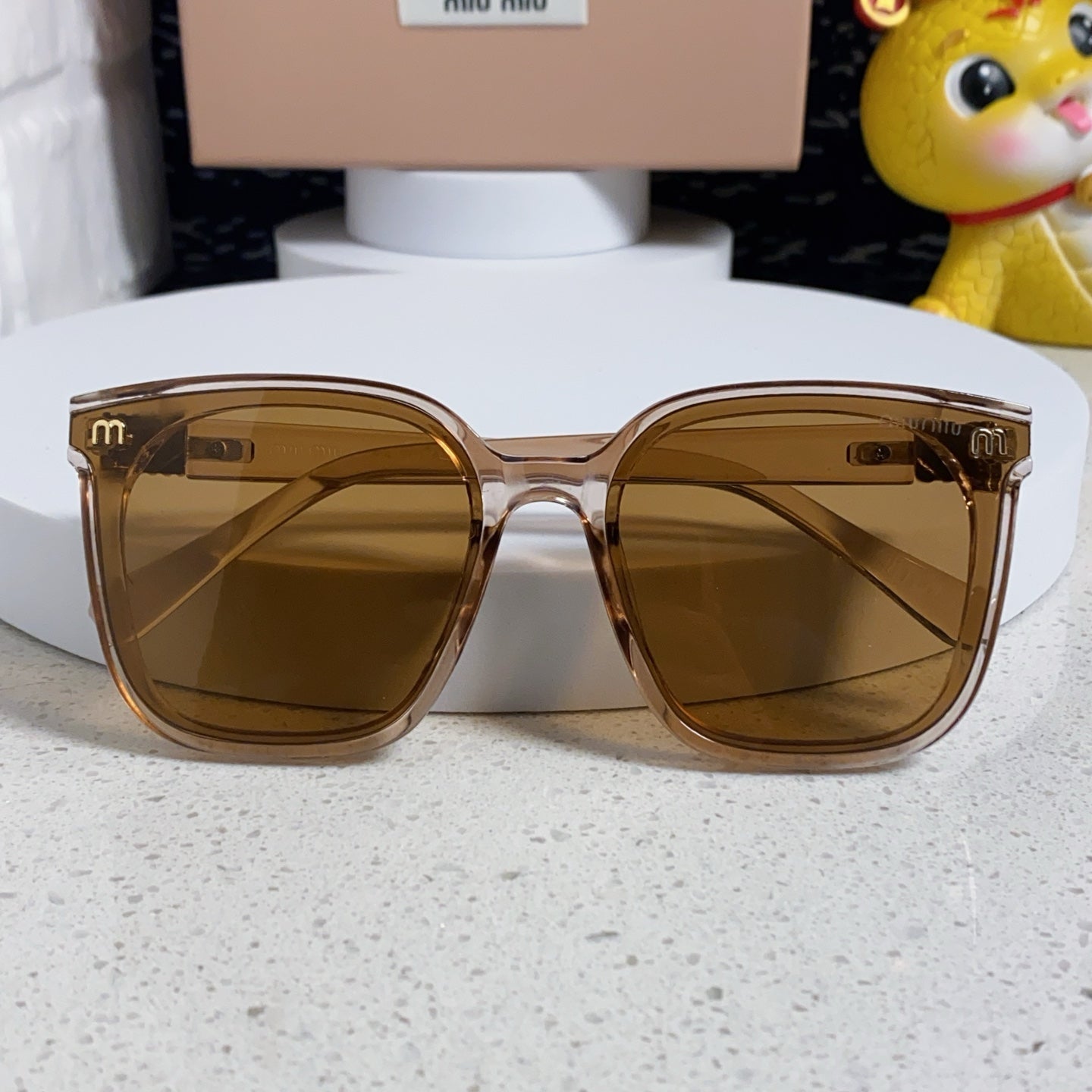 GLIMPSE SQUARE SUNGLASSES 554613 IN BROWN CLEAR ACETATE