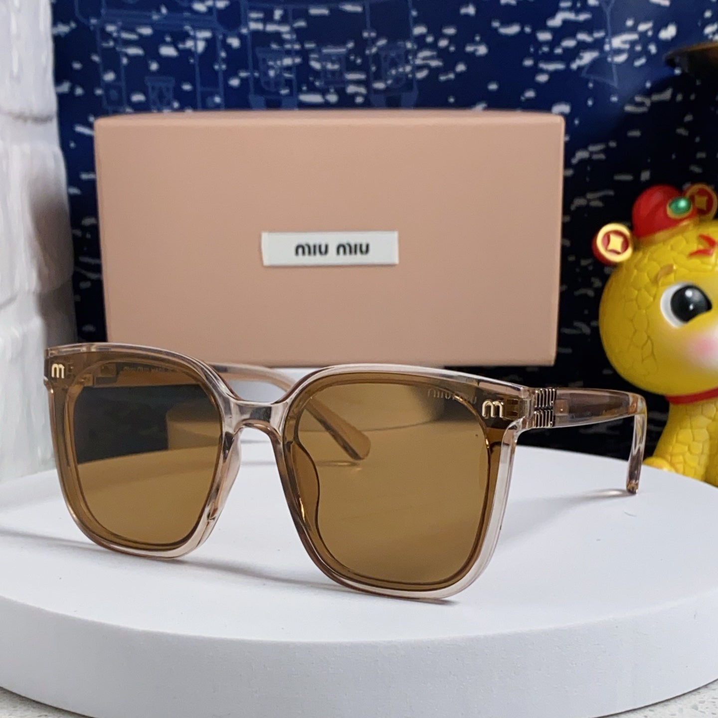 GLIMPSE SQUARE SUNGLASSES 554613 IN BROWN CLEAR ACETATE