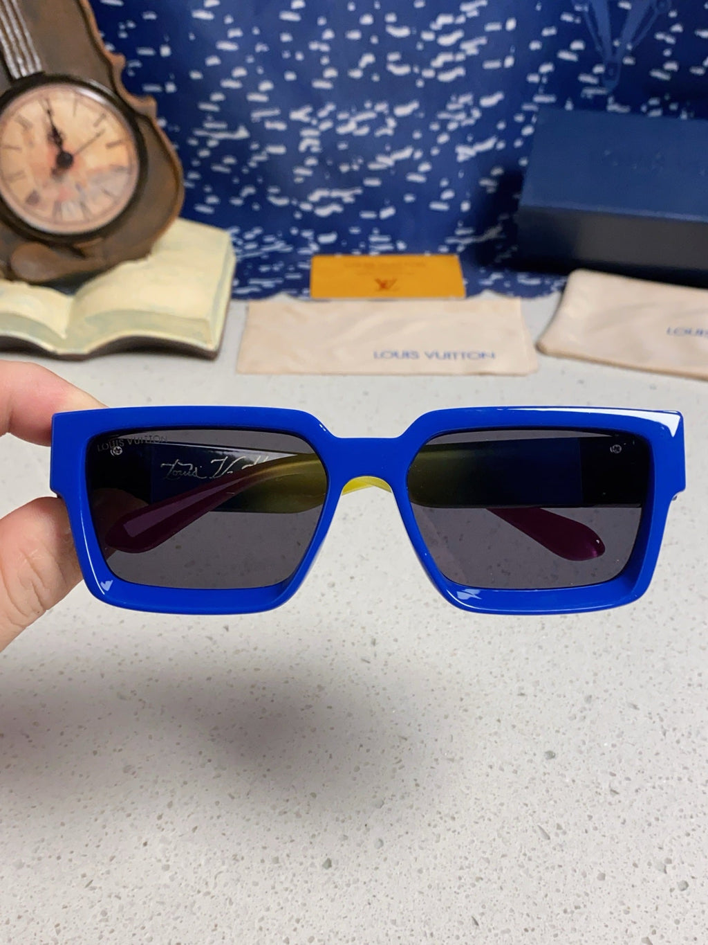 RECTANGLE SUNGLASSES 575847 IN BLUE MIX MULTICOLOR ACETATE