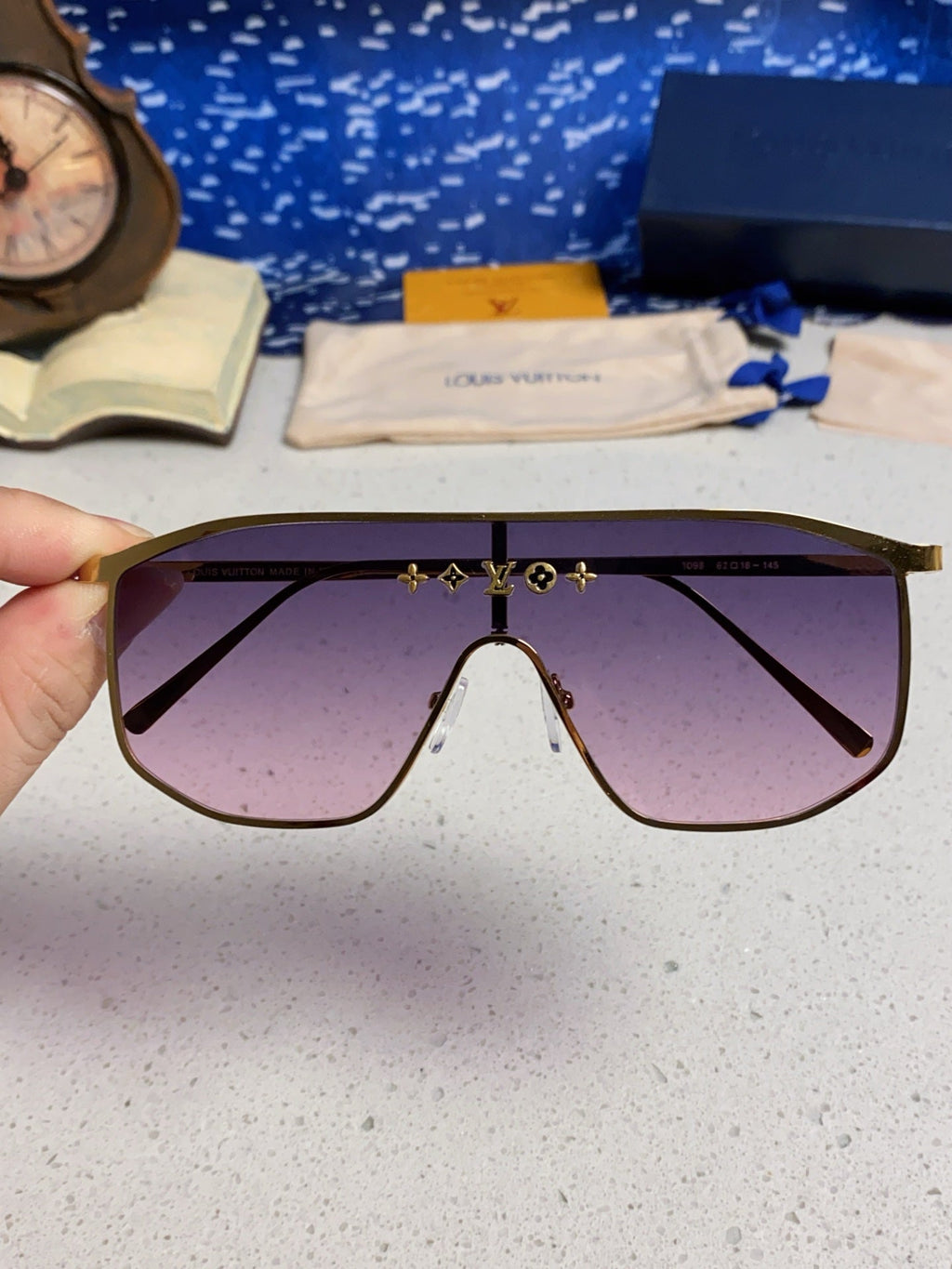 GOLDEN MASK SUNGLASSES 582731 IN GOLD METAL PURPLE SMOKE LENSES