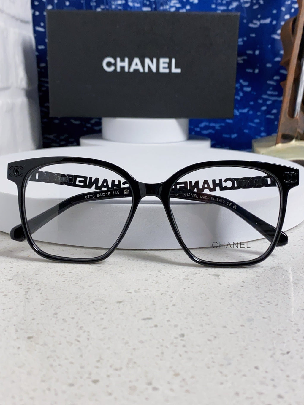 SQUARE SUNGLASSES 632029 IN BLACK ACETATE BLACK LOGO ON FRAME