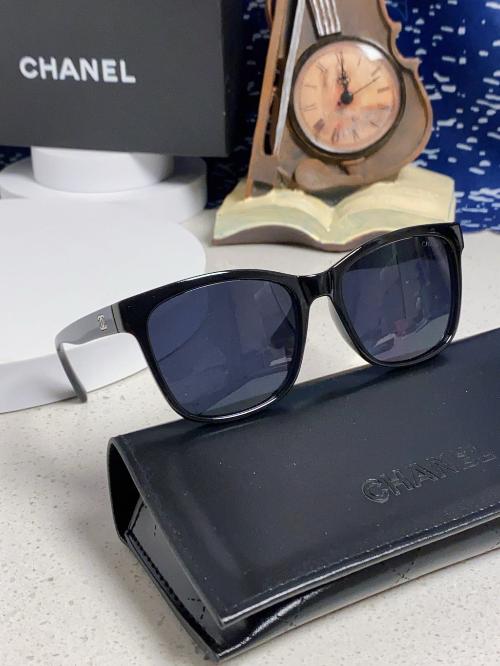 SQUARE SUNGLASSES 3392 IN BLACK ACETATE BLACK LENSES