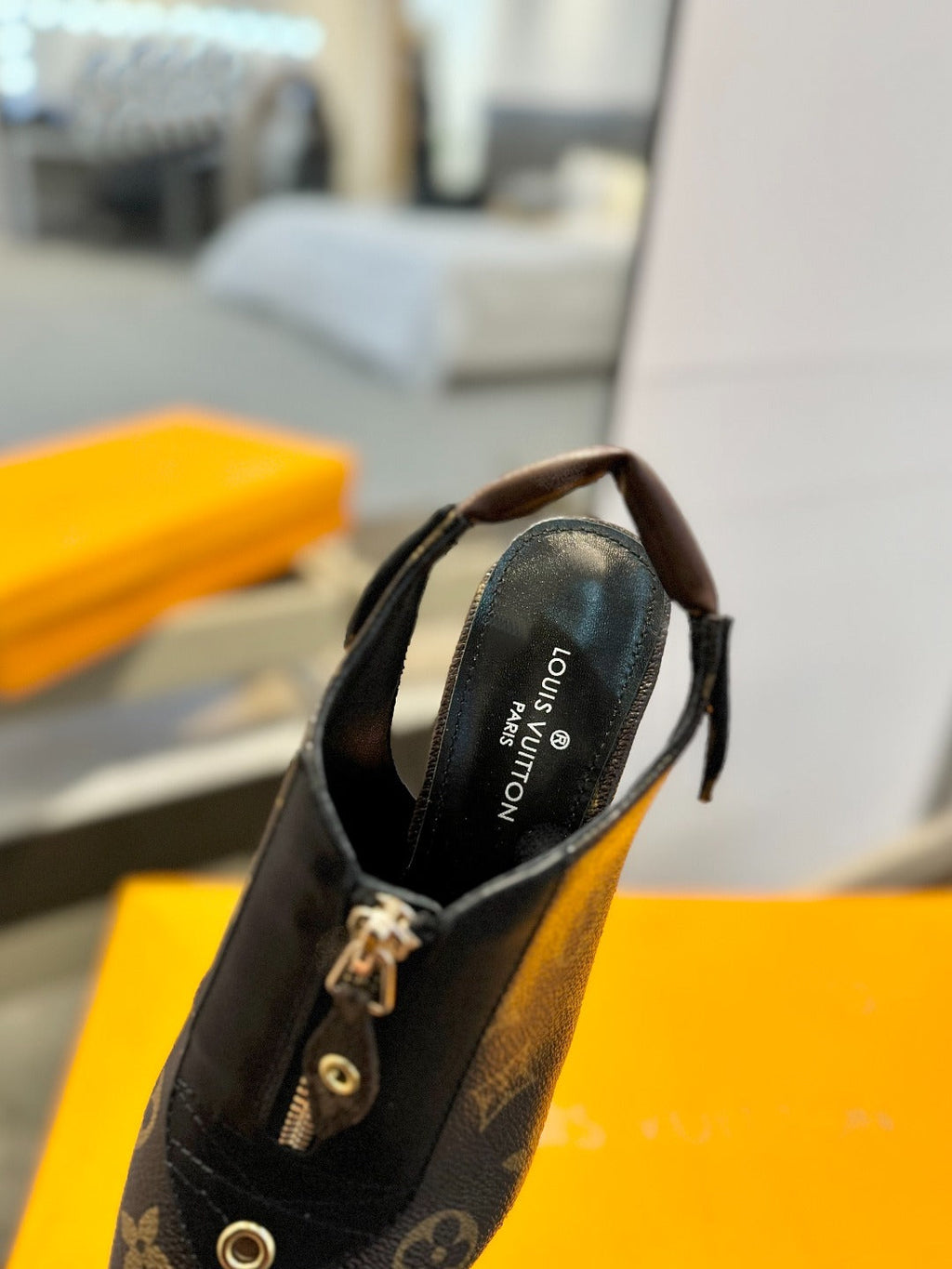 ALLURE HIGH 4.5 CM SLINGBACK IN CHOCOLATE BROWN MONOGRAM CALFSKIN