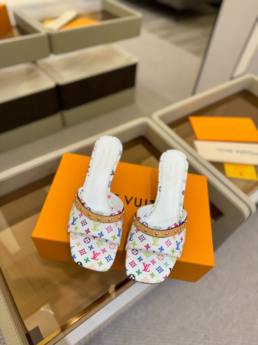 LV X TM 6AM HIGH 4 CM MULE IN WHITE MONOGRAM CALFSKIN