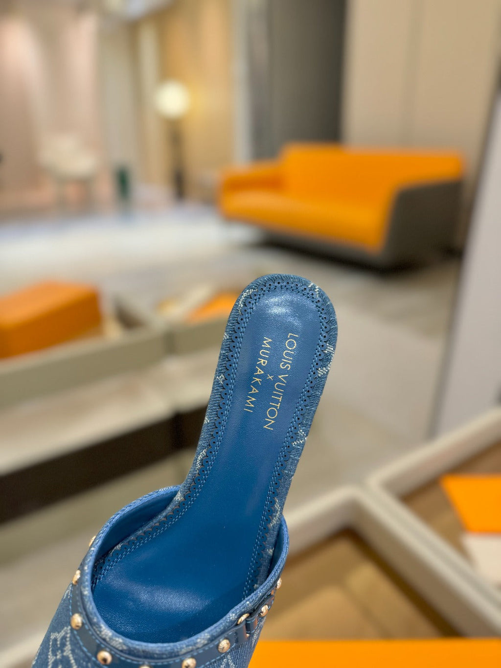 LV X TM 6AM HIGH 4 CM MULE IN NAVY BLUE MONOGRAM DENIM