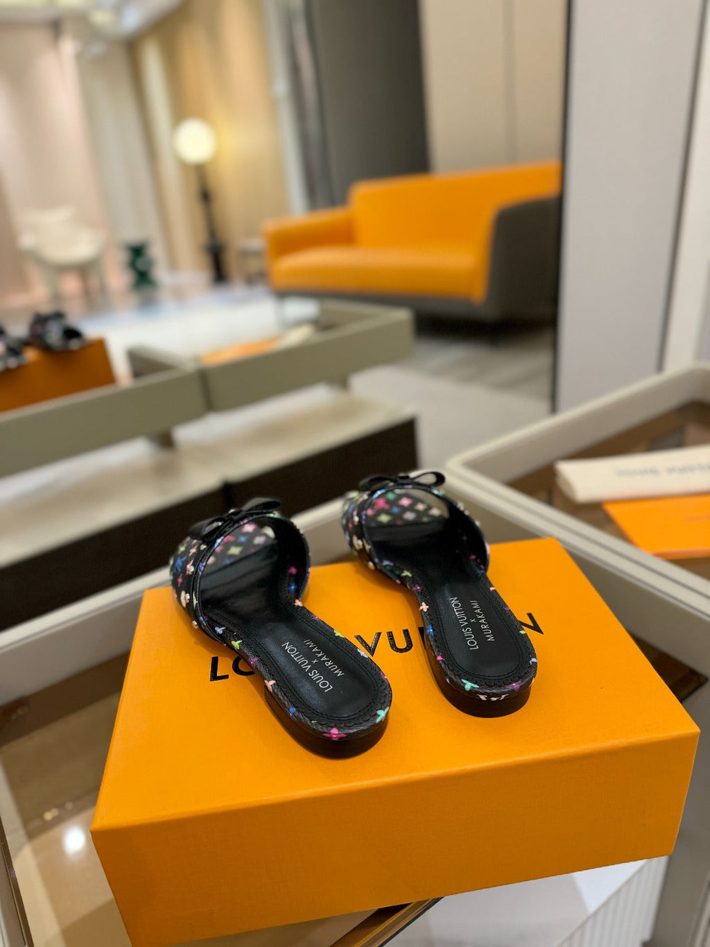 LV X TM 6AM FLAT MULE IN BLACK MONOGRAM CALFSKIN