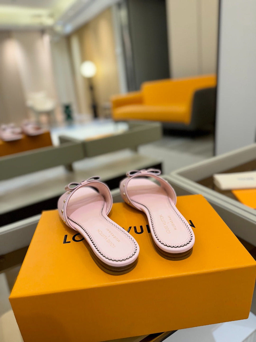 LV X TM 6AM FLAT MULE IN BABY PINK CALFSKIN