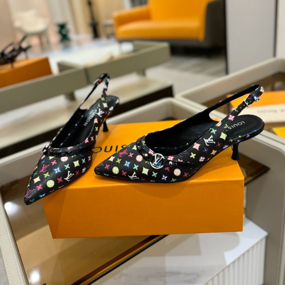 HIGH MULE 4 CM IN BLACK MONOGRAM CALFSKIN