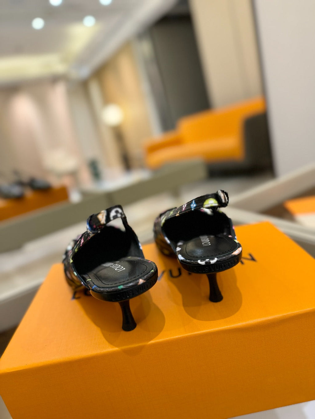 HIGH MULE 4 CM IN BLACK MONOGRAM CALFSKIN