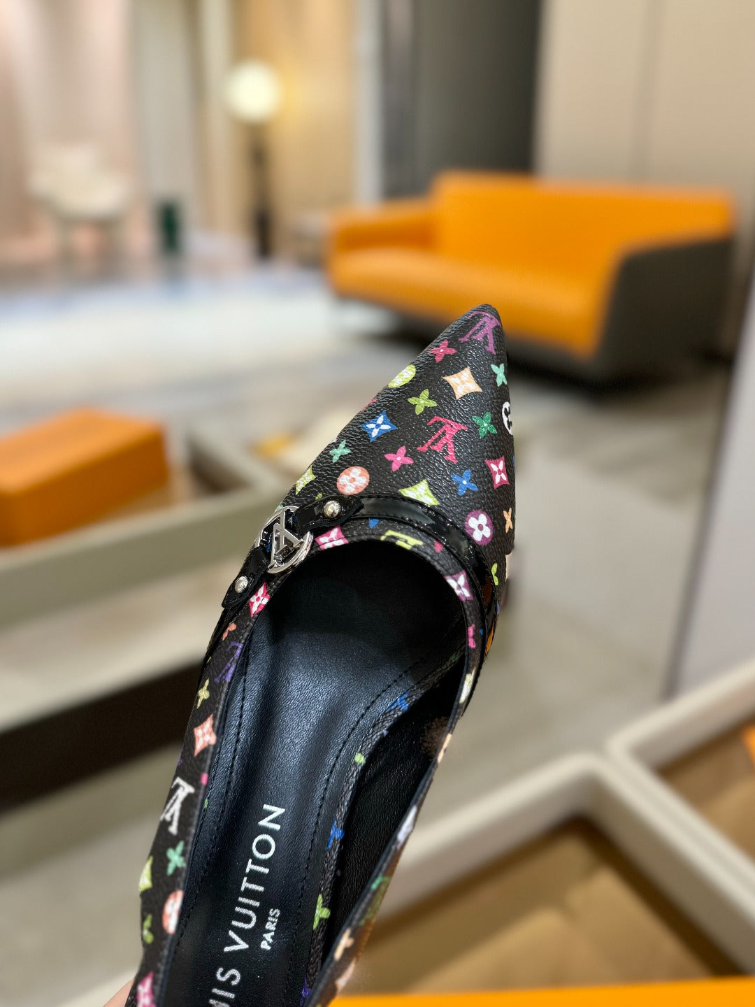 HIGH MULE 4 CM IN BLACK MONOGRAM CALFSKIN