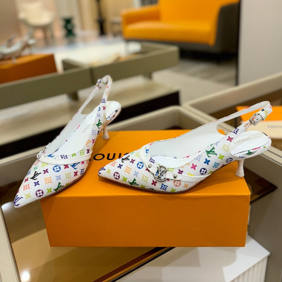 HIGH MULE 4 CM IN  WHITE MONOGRAM CALFSKIN