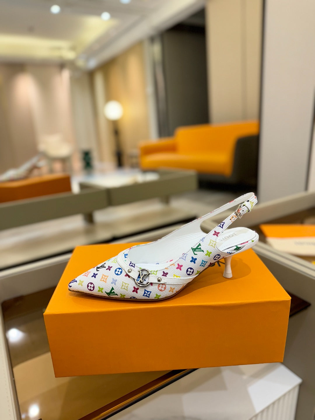 HIGH MULE 4 CM IN  WHITE MONOGRAM CALFSKIN