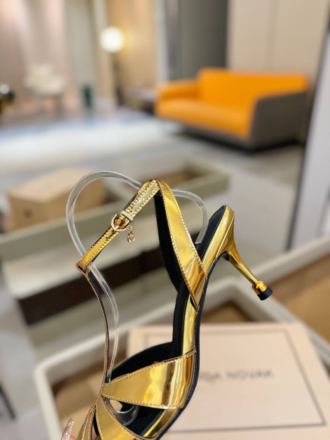 HIGH SANDALS 75 MM IN GOLD CALFSKIN