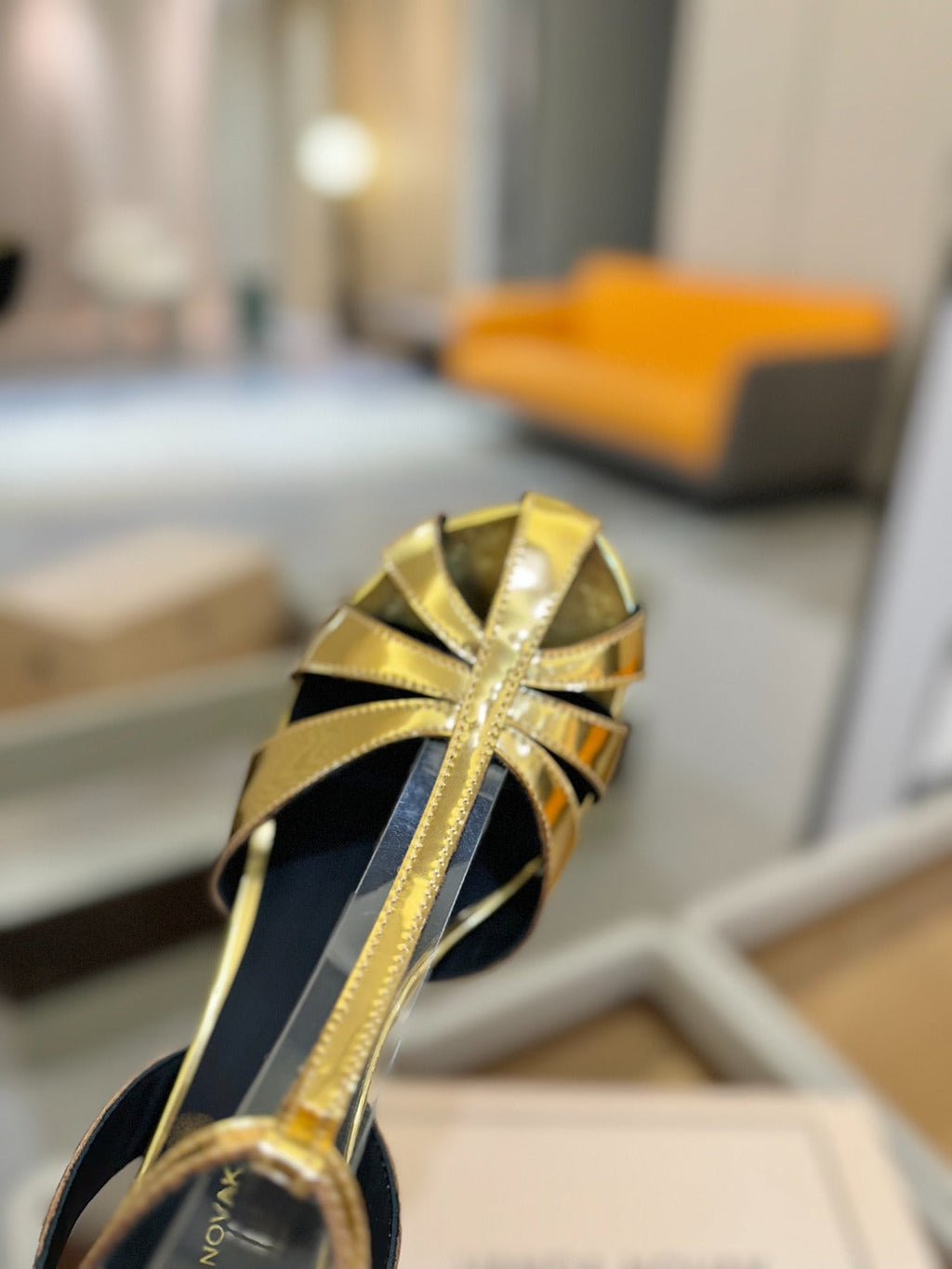 HIGH SANDALS 75 MM IN GOLD CALFSKIN