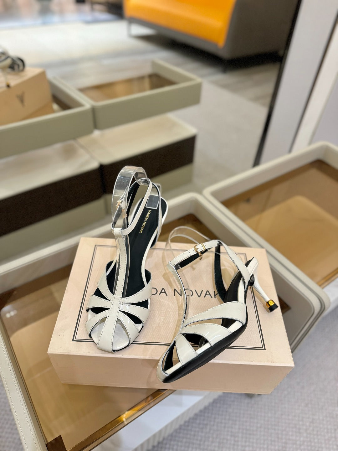 HIGH SANDALS 75 MM IN WHITE CALFSKIN