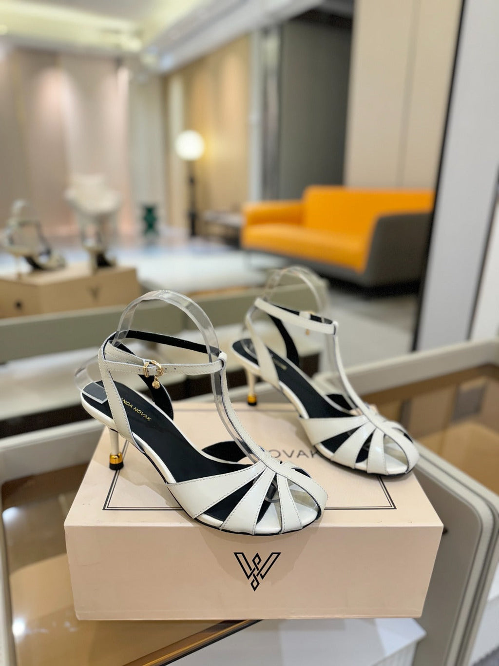 HIGH SANDALS 75 MM IN WHITE CALFSKIN