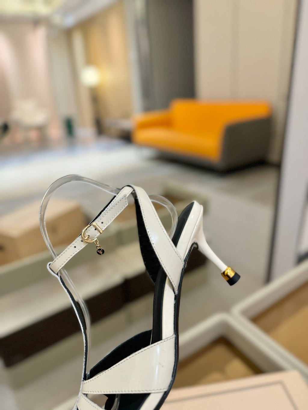 HIGH SANDALS 75 MM IN WHITE CALFSKIN