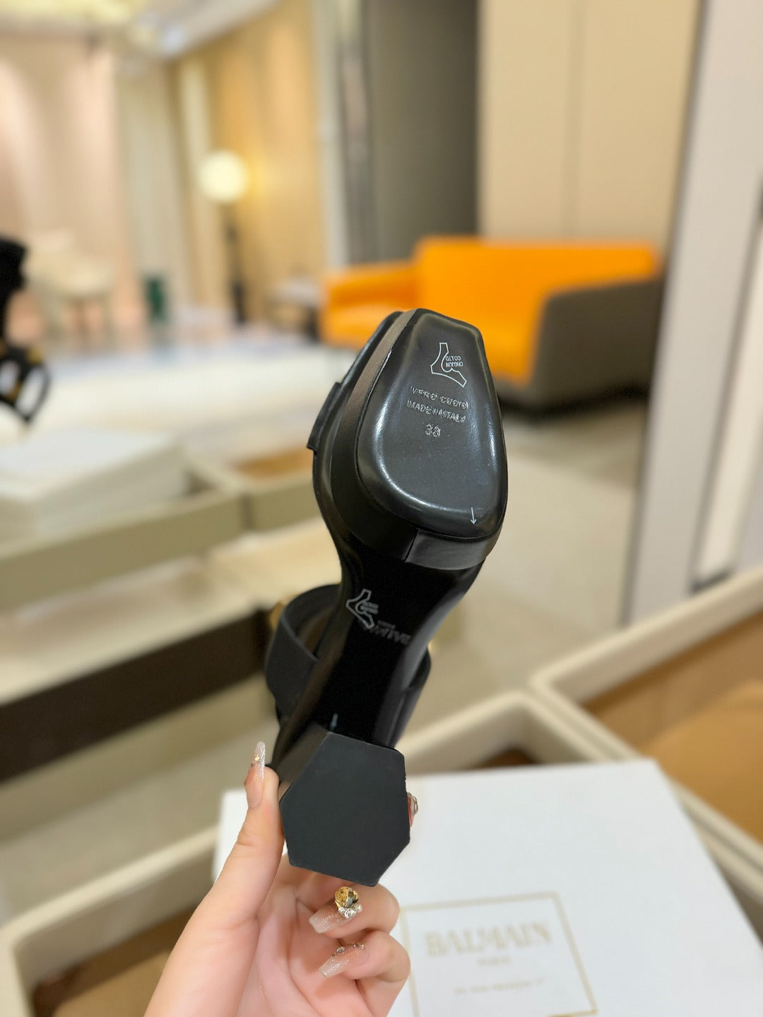 BALMAIN 25S WEDGE HEELS 105MM IN BLACK CALFSKIN GOLD HARDWARE