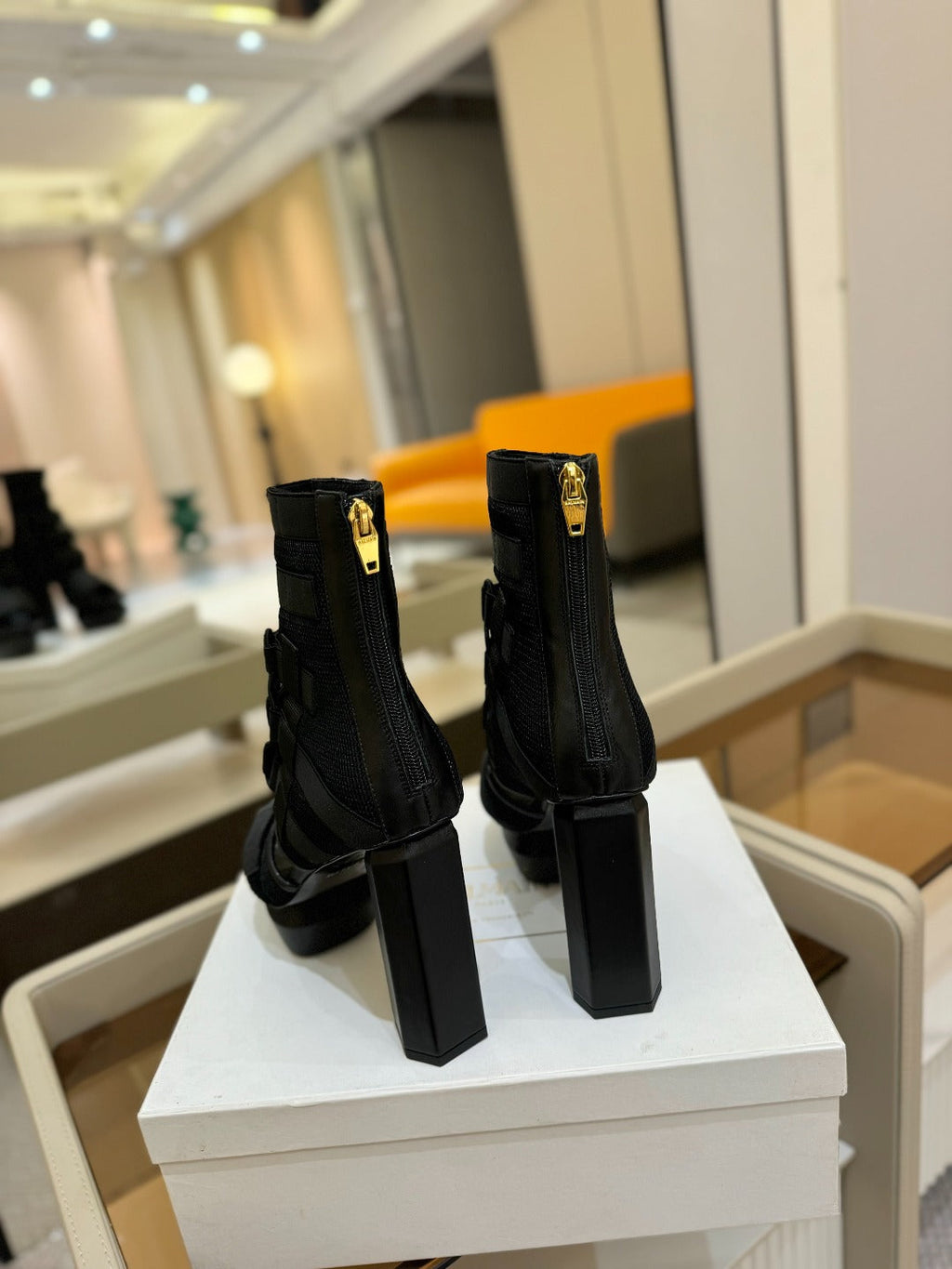 BALMAIN 25S UMA SANDALS 105MM IN BLACK VELCRO AND MESH