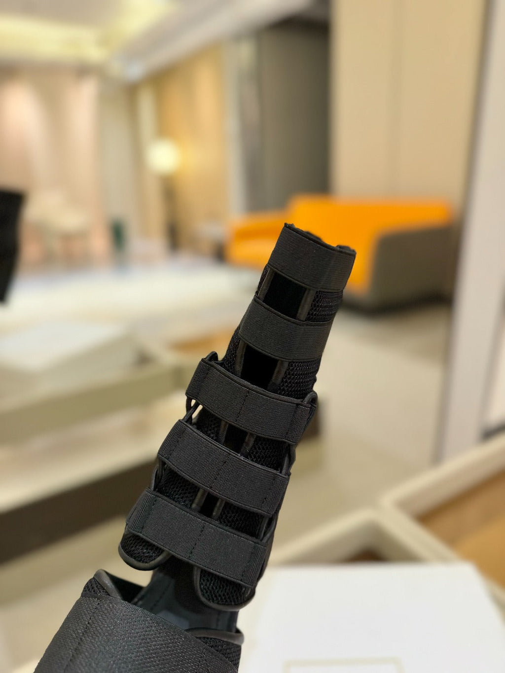 BALMAIN 25S UMA SANDALS 105MM IN BLACK VELCRO AND MESH