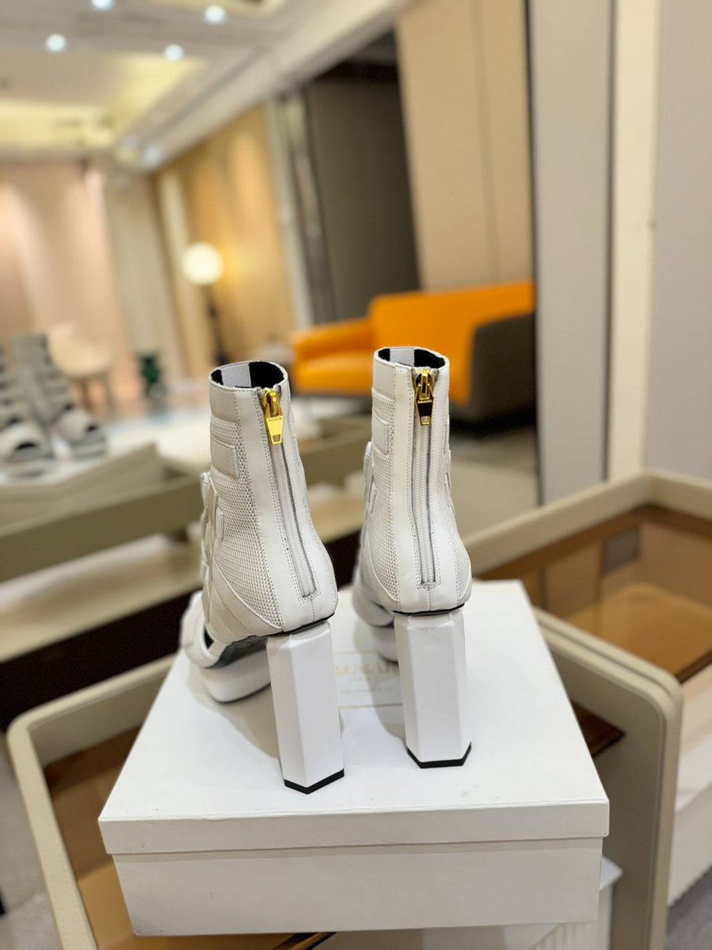 BALMAIN 25S UMA SANDALS 105MM IN WHITE VELCRO AND MESH