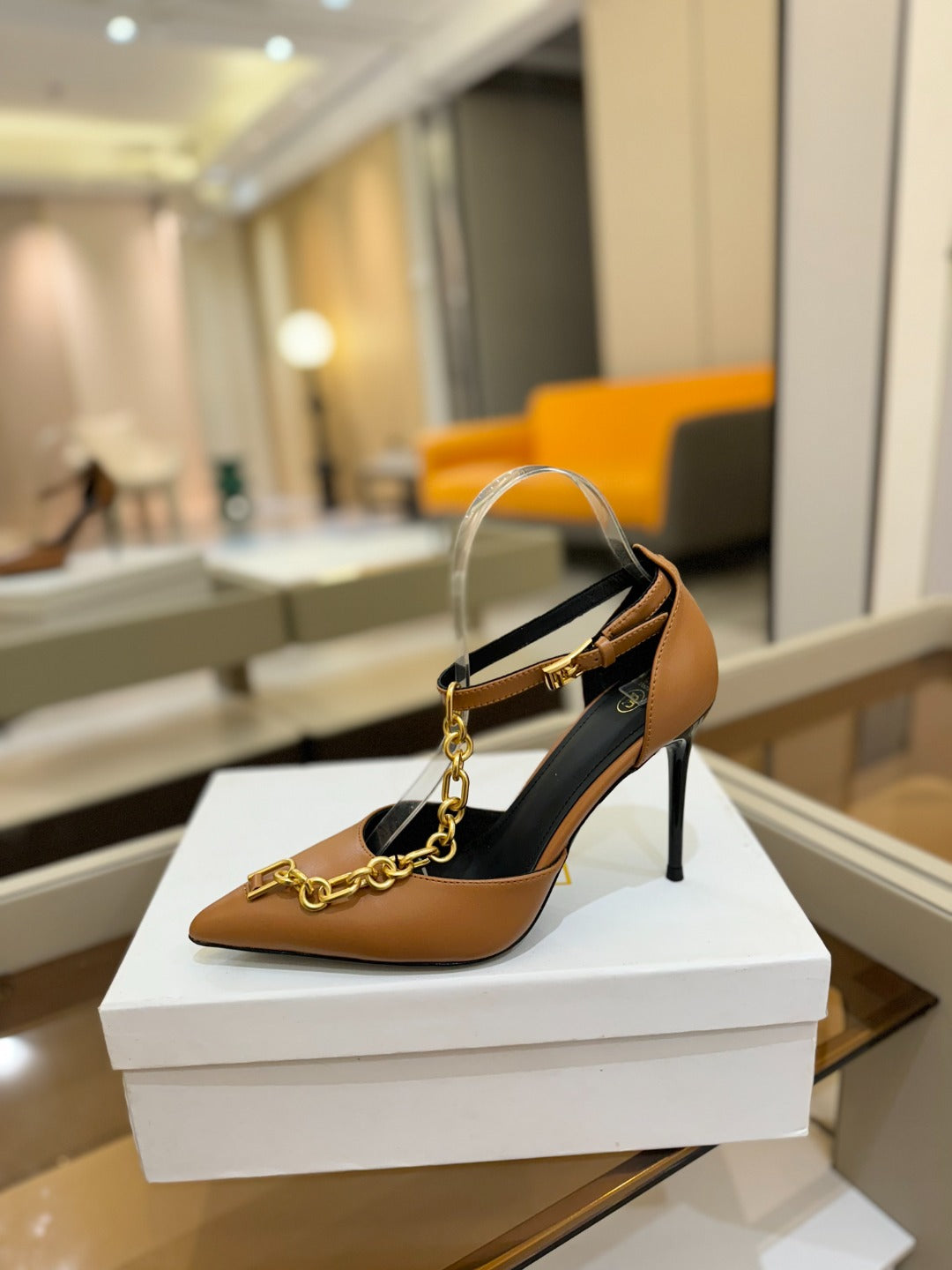 BALMAIN 25S SYNC STILETTOS WITH POINTED TOE 95MM IN DARK BROWN CALFSKIN