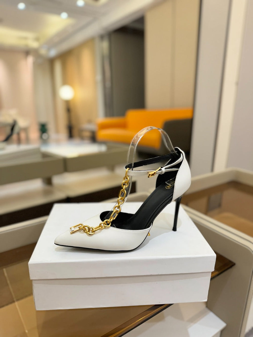 BALMAIN 25S SYNC STILETTOS WITH POINTED TOE 95MM IN WHITE CALFSKIN