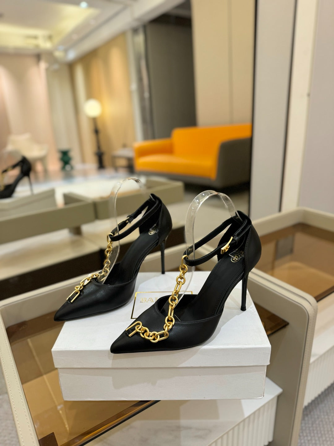 BALMAIN 25S SYNC STILETTOS WITH POINTED TOE 95MM IN BLACK CALFSKIN