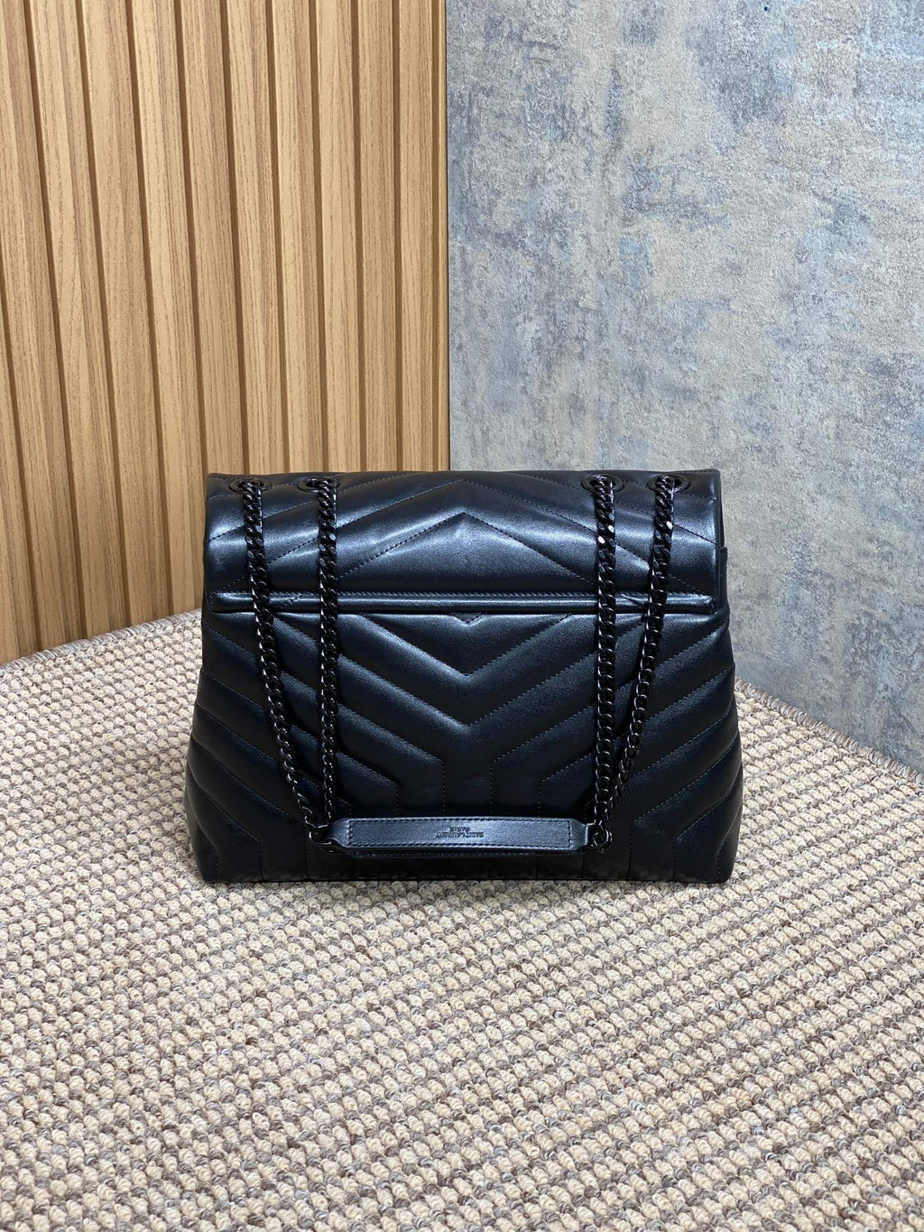 LOULOU SHOULDER BAG 32 IN BLACK QUILTED LAMBSKIN BLACK HARDWARE