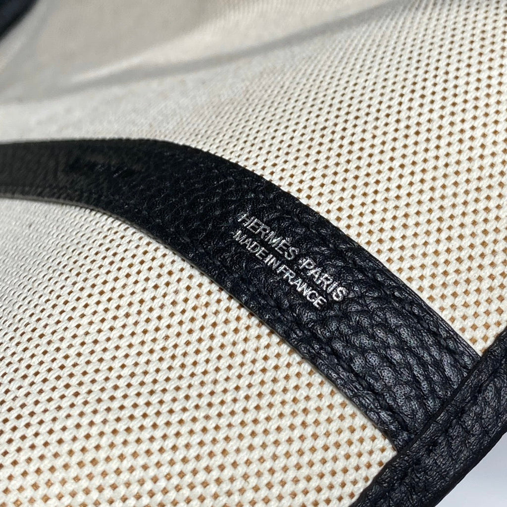 GARDEN PARTY 36 IN MULTICOLOR TOILE H CANVAS BLACK CALFSKIN OVERLAPPING POLKA RINGS PRINT