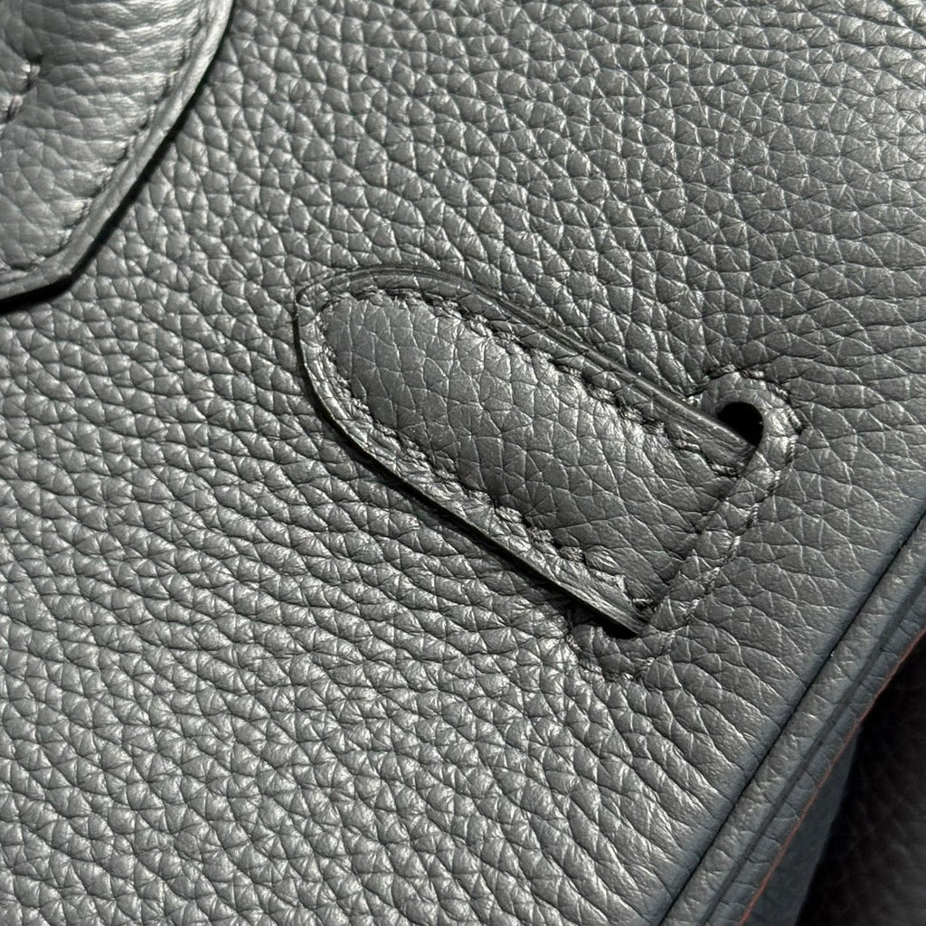 HERMES 25S BIRKIN 30 IN CHARCOAL GRAY CALFSKIN SILVER HARDWARE