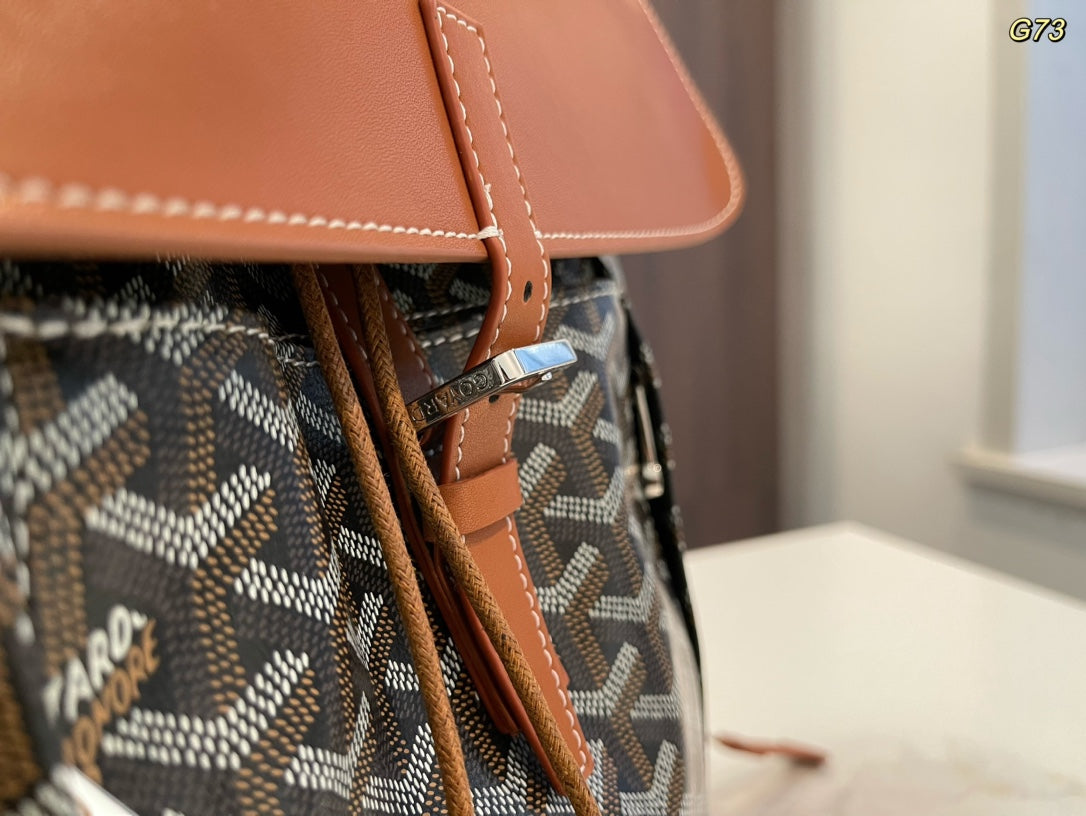 ALPIN BACKPACK 37 IN BROWN LAMBSKIN AND GOYARDINE CANVAS