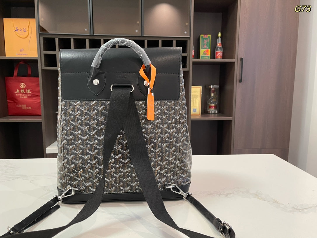 ALPIN BACKPACK 37 IN BLACK LAMBSKIN AND GOYARDINE CANVAS