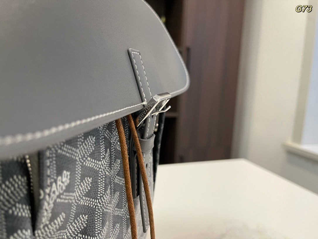ALPIN BACKPACK 37 IN GREY LAMBSKIN AND GOYARDINE CANVAS