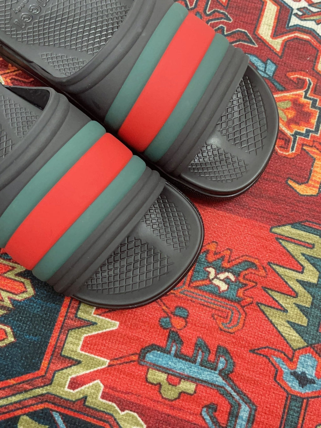 GG WEB SLIDE SANDAL BLACK RUBBER