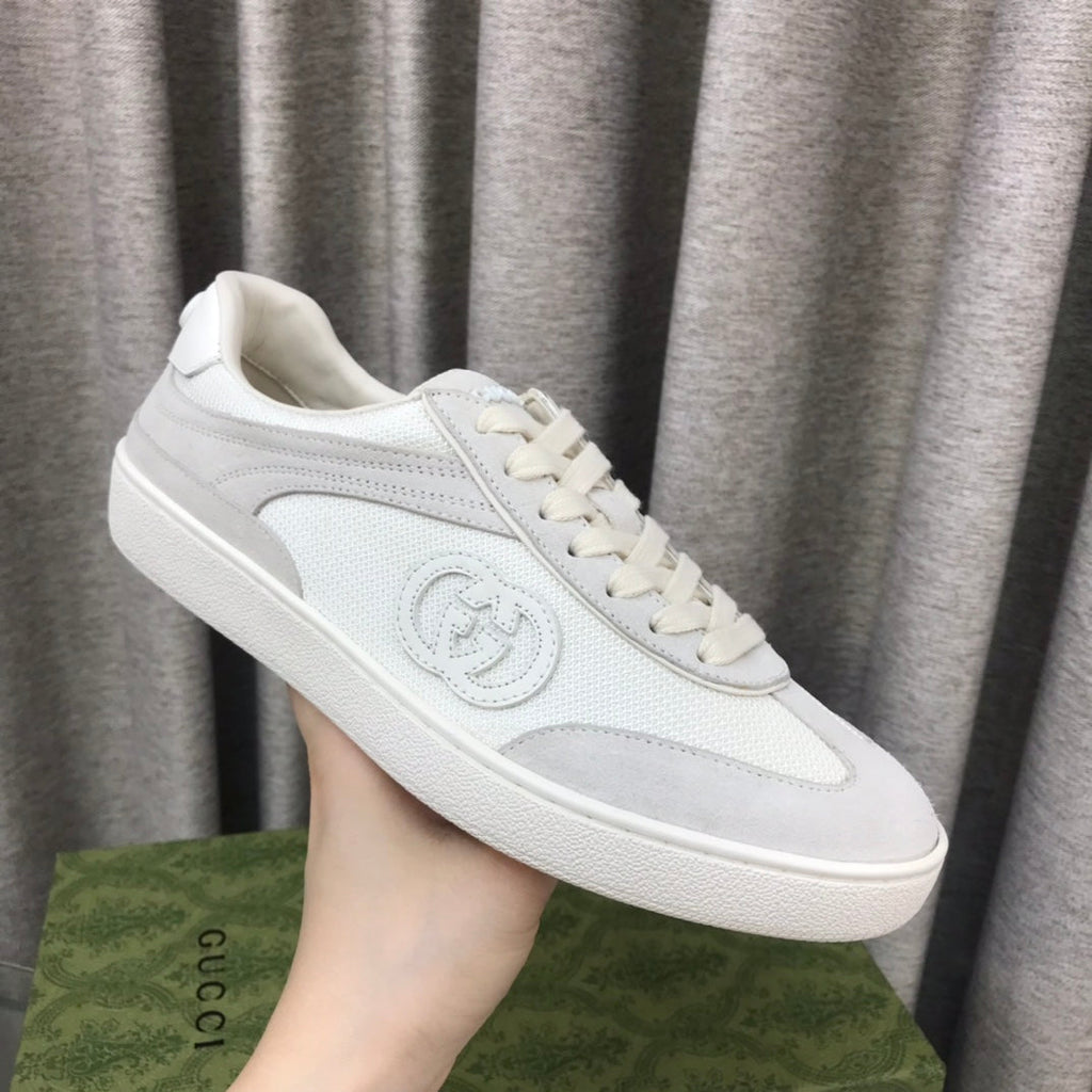 GG INTERLOCKING G SNEAKER LIGHT GRAY SUEDE