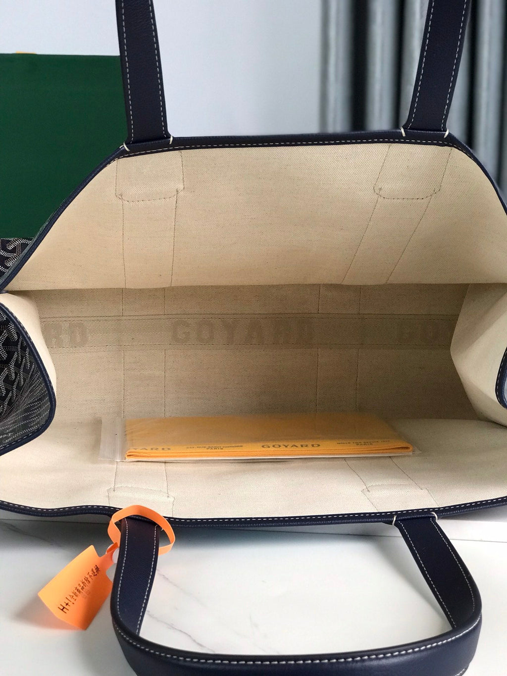 GOYA VILLETTE TOTE 45 IN NAVY BLUE GOYARDINE CANVAS