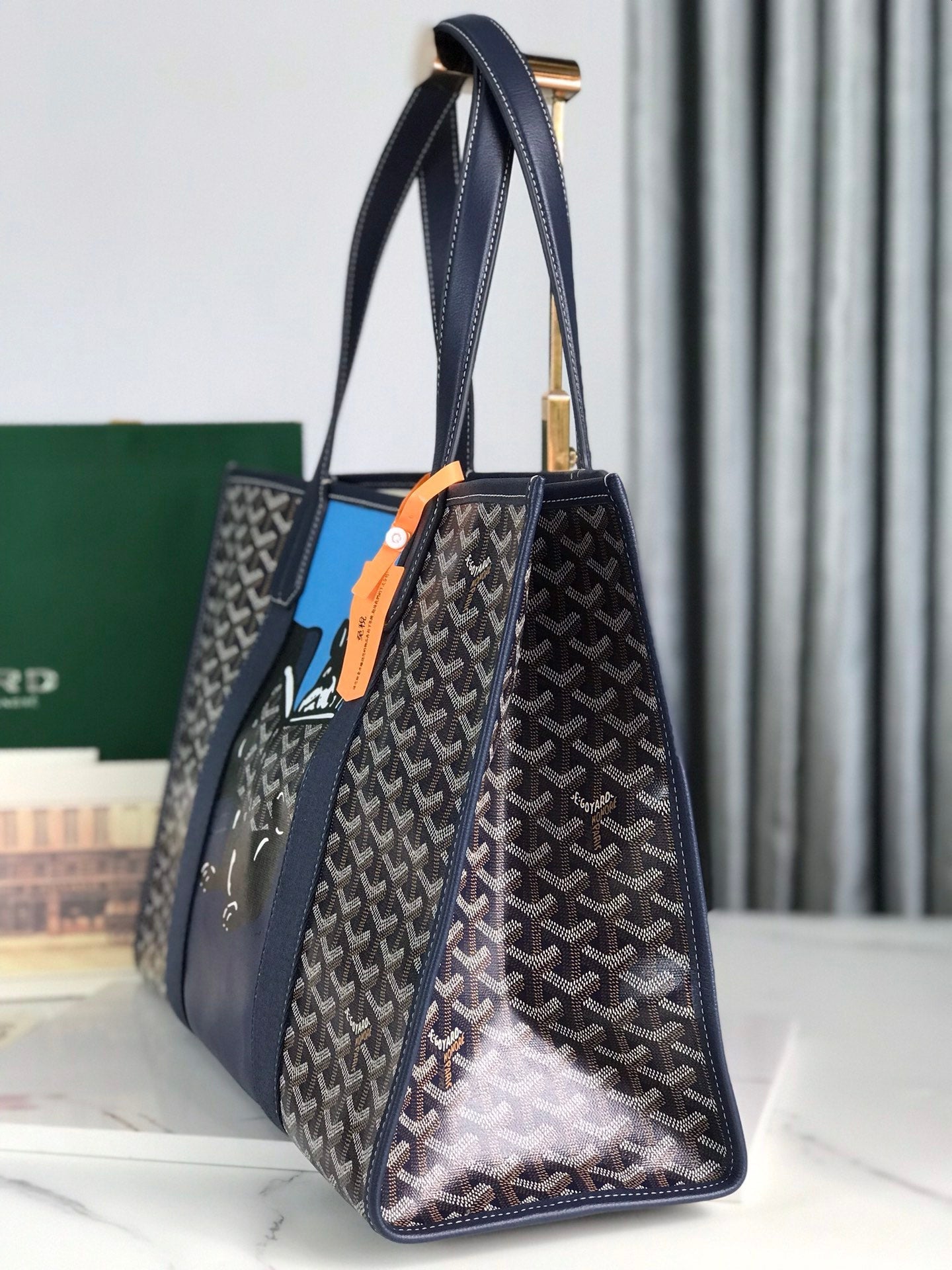 GOYA VILLETTE TOTE 45 IN NAVY BLUE GOYARDINE CANVAS