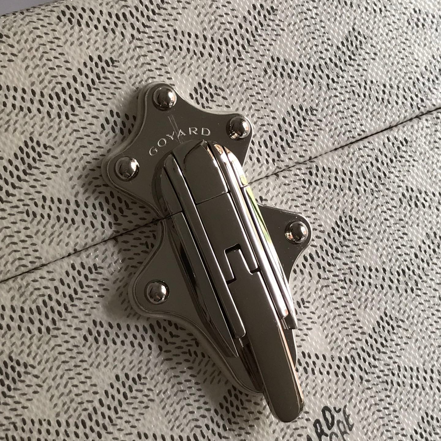 CASSETTE TRUNK BAG 21 IN WHITE GOYARDINE CANVAS & CLAMECY COWHIDE