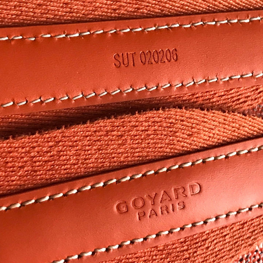 CASSETTE TRUNK BAG 21 IN RED GOYARDINE CANVAS & CLAMECY COWHIDE