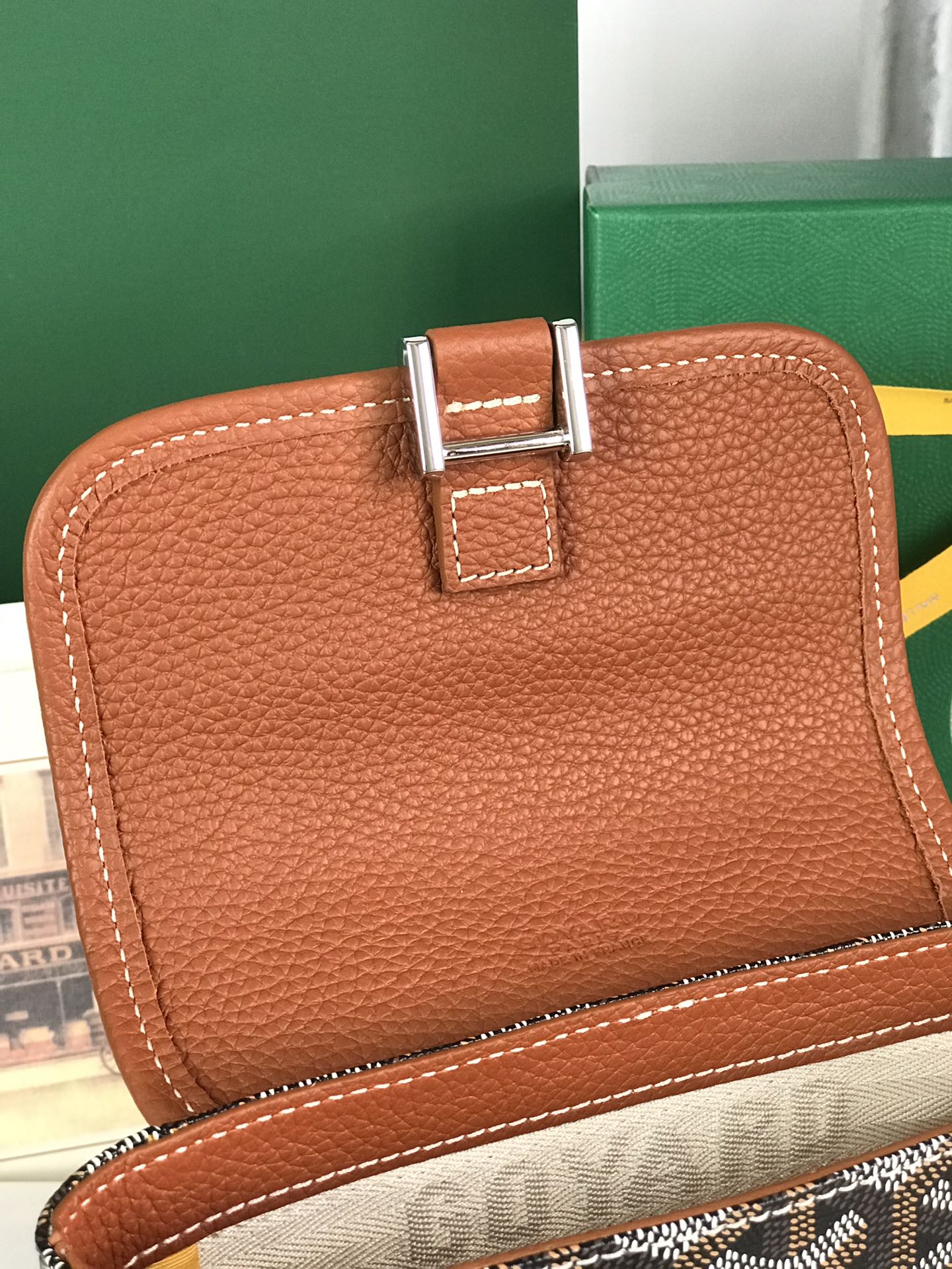 GRAND BLEU 16 IN BLACK GOYARDINE CANVAS AND TAN LAMBSKIN