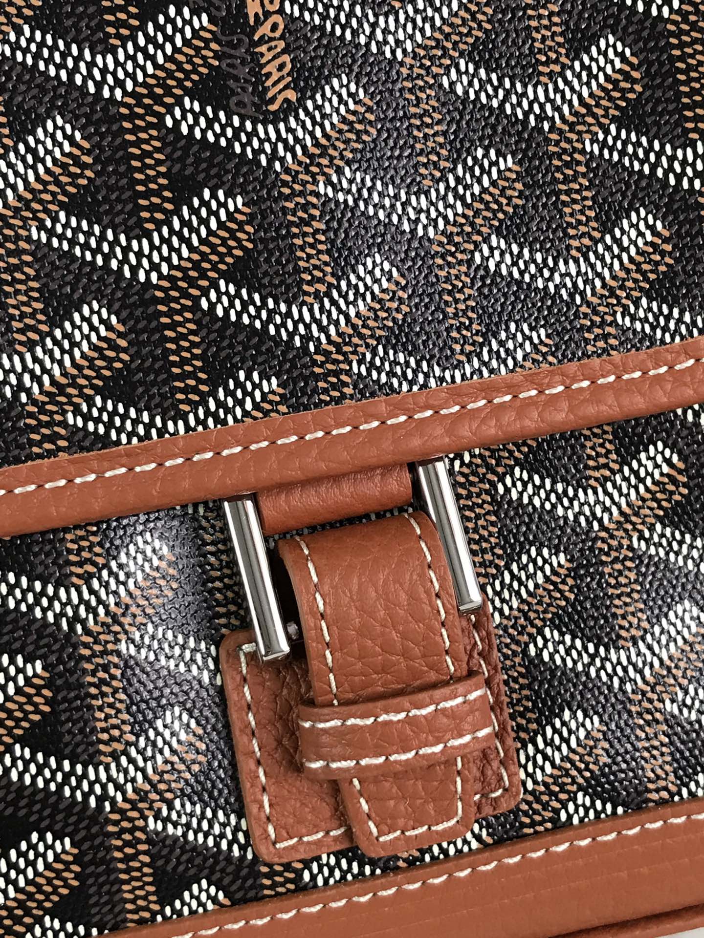 GRAND BLEU 16 IN BLACK GOYARDINE CANVAS AND TAN LAMBSKIN